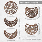 Jetec 5 Pcs Moon Phase Wall Art Decor Wall Pediments Hanging Wooden Moon Phase Spiritual Bedroom Nordic Boho Lunar Aesthetic Art for Living Room Dorm Apartment Bar Ornament(Brown,10.6 Inch)