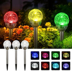 SOLPEX Solar Garden Lights Outdoor, 3 Pack Multi-Color Changing&White 2 Modes Solar Powered Glass Ball Garden Lights Waterproof for Patio Decoration