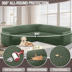 HDCAXKJ Sectional Couch Cover L Shape Stretch Sofa Covers Washable Jacquard Corner Couch Slipcover Non Slip Sectional Slip Cover U Shaped Furniture Protector for Pets Dogs (Army Green, Medium)