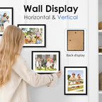 FIXSMITH 8.5x11 Picture Frame Set of 2, Photo Frame with HD Plexiglass, Display Pictures 6x8 with Mat or 8.5x11 Without Mat, Black Picture Frames Collage Wall Decor, Gallery Wall Frame