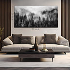 Large Pictures for Living Room Foggy Forest Canvas Wall Art for Bedroom Black Home Office Wall Decor 29 x 59 Inch