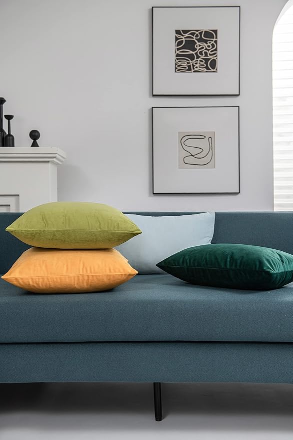 Couch Pillow Cases 20x20 Chartreuse: 2 Pack Cozy Soft Polyester Square Throw Pillow Covers for Farmhouse Home Decor