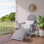 Sundale Outdoor Folding Plastic Adirondack Ottoman, All-Weather Adirondack Chair Footrest, Fade and Rust Resistant, Perfect for Outside Patio Garden Pool Yard Grey