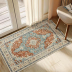 Topllen Entryway Rug - 2'x3' Boho Soft Low Pile Washable Area Rug, Non-Slip Small Rugs Indoor for Front Door Entrance Kitchen Bathroom, Vintage Carpet Stain Resistance (Rust, 2x3ft)