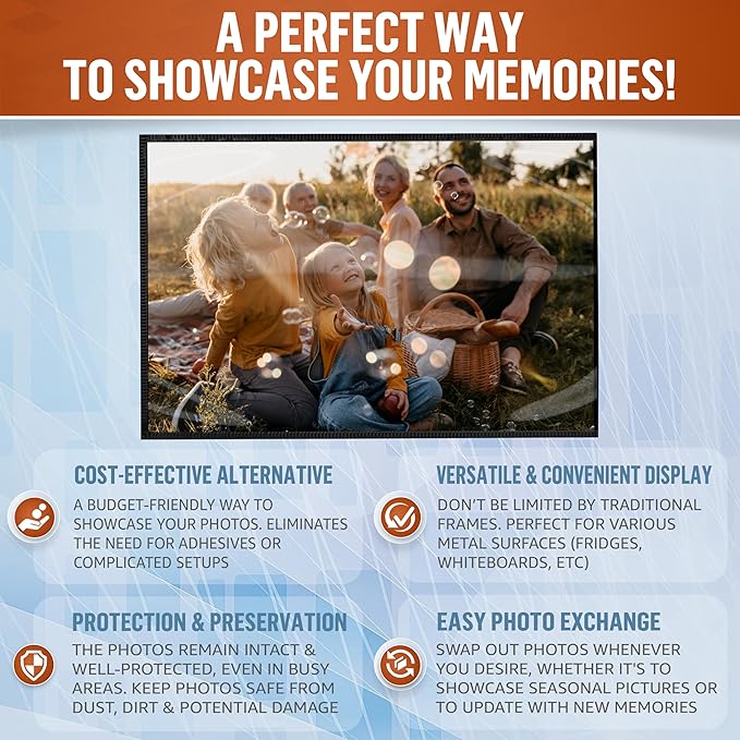 10 Pack 4x6 Magnetic Picture Frames for Refrigerator - Magnet Picture Frames for Fridge - Clear Magnetic Photo Sleeve - 4 x 6 Magnetic Frame Photo Magnets - Magnet Frames Holder - Locker Picture Frame