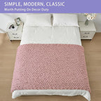 Bigacogo Chunky Knit Throw Blanket for Couch, 40x80 inches, 100% Hand Knitted with Thick Jumbo Chenille Yarn, Cozy Soft Large Rope Knot Cable Crochet Blankets for Sofa Bed Living Room, Dusty Pink