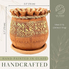 Ceramic Pot with Drainage Hole and Saucer, Plant Pots, Modern Decorative Planters for House Plants Indoor Flowers Plants, Cute Flower Pot - Gifts (Birds (1.7 L))