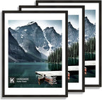 18x24 Frame Set of 3 - Display 16x20 Photo with Mat or 18 x 24 Poster without Mat, Wall Mounting Horizontal and Vertical, Black