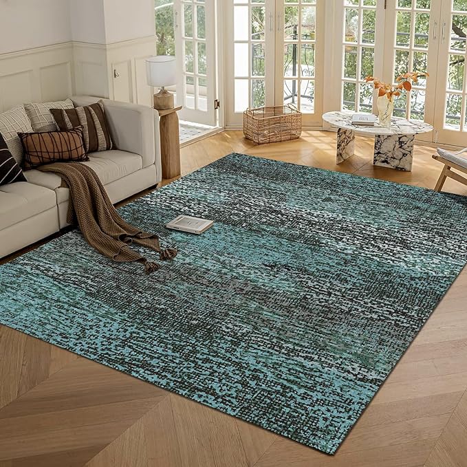 RUGSURE Washable Area Rug - 1/6 Thick - Stain & Water Resistant Non-Slip - Resistant Rug for Living Room, Bedroom, Nursery, Pet & Child Friendly, Vintage Charm Area Rugs (Green, 3' x 5 ')