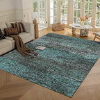 RUGSURE Washable Area Rug - 1/6 Thick - Stain & Water Resistant Non-Slip - Resistant Rug for Living Room, Bedroom, Nursery, Pet & Child Friendly, Vintage Charm Area Rugs (Green, 3' x 5 ')