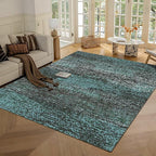 RUGSURE Washable Area Rug - 1/6 Thick - Stain & Water Resistant Non-Slip - Resistant Rug for Living Room, Bedroom, Nursery, Pet & Child Friendly, Vintage Charm Area Rugs (Green, 9' x 12')