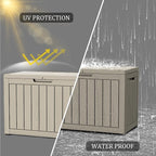 45 Gallon Lockable Resin Deck Box, Waterproof & UV-Resistant Outdoor Storage Box for Outdoor Cushion Storage, Garden Tools & Pool Accessories Storage, Gray