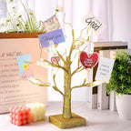 Money Holder Tree Present Card Holder, LED Birch Twig Tree Lights Tabletop, Display Tree with 12 Clear Clips for Christmas, Memo, Present Card, Photo, Wedding (Gold, Warm White,Vivid Style)