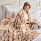 GONAAP Fuzzy Faux Fur Throw Blanket Twin Size Tie-dye Beige Super Soft Cozy Plush Fuzzy Shaggy Blanket for Couch Sofa Bed (Tie-dye Beige, Twin(60"x80"))