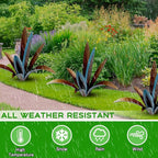 DIY Metal Agave Plant Art Yard Tequila Art Sculpture, Tequila Rustic Garden Sculpture Statue Outdoor Decor,Agave Metal Plants for Yard, Garden Lawn Ornaments (9 Leaves -Blue)