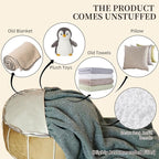 Unstuffed Pouf Cover Ottoman Footrest Animal Foot Stool Floor Bean Bag Floor Chair Storage for Living Room Bedroom Home Decor (Brown, 20 x 20 x 8 Inches Round)