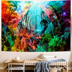 Delur Forest Tapestry Waterfall Mountain Rainforest Sunset Nature Tree Tapestry Wall Hanging Scenic Tropical Landscape Natural Sunrise Headboard for Bedroom Living Room Home Decor (51.2" x 59.1")
