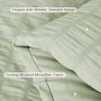 MUXHOMO 7 Pieces Full Comforter Set, Seersucker Bed in a Bag Full Size, All Season Luxury Bedding Set with Comforter, Flat Sheet, Fitted Sheet, Pillowcases & Shams, Light Green
