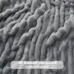 NEWCOSPLAY Super Soft Twin Blanket Light Grey Premium Silky Flannel Fleece 3D Ribbed Jacquard Lightweight Bed Blanket All Season Use (Light Grey Ribbed, Twin(60"x80"))