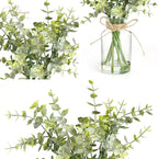 Artificial Eucalyptus Stems in Glass Vase with Faux Water,7Pcs Fake Plant for Centerpiece Bathroom Farmhouse Room Home Decor (Sage Green Eucalyptus)