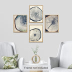 SIGNWIN Adhesive Canvas Poster Blue & White Overexposed Wood Tree Ring Nature Wilderness Minimalism Digital Art Modern Art Decorative Zen Relax/Calm Multicolor for Bedroom - 8"x10"x 4