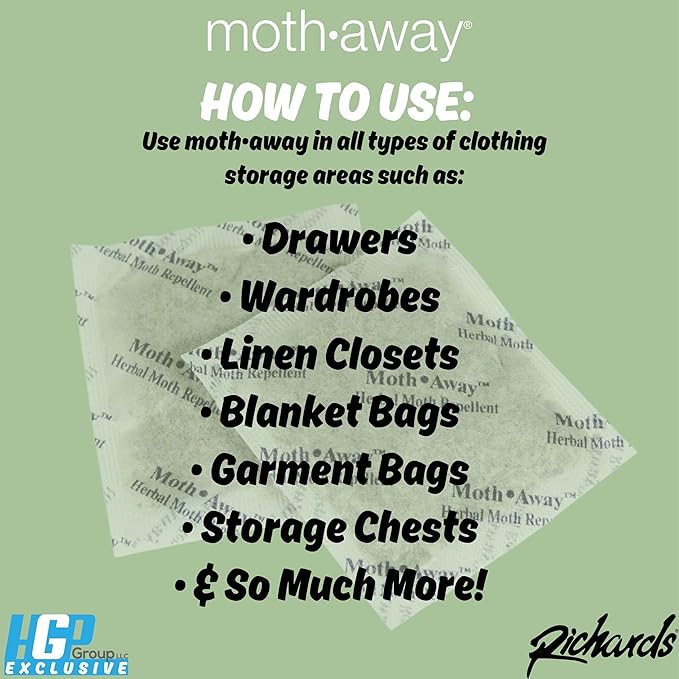 Richards Homewares Moth Away Sachets - 72 Pack (White) (6 Sets of 12 Sachets) - Fresh Mint Scent