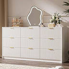 White Dresser for Bedroom, 9 Drawer Double Dresser, Modern Chest of Drawers for Bedroom, Living Room, Entryway and Closet, 63" L x 15.7" D x 31.5" H