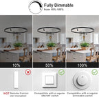Modern LED Chandelier 1-Ring Circular 6000K 36W Dimmable Black Pendant Light with Adjustable Spotlights for Living Room, Dining Room, Kitchen, Bedroom, Foyer, Restaurant, Hotel, Bar