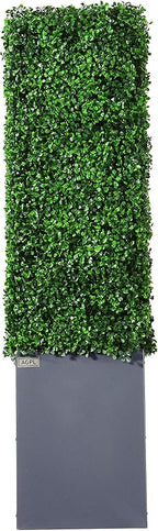 AGPL Upgraded Artificial Boxwood Hedge Wall with Gray Color Planter Room Divider and Privacy Wall Backdrops (48" H 48" W 12" D)