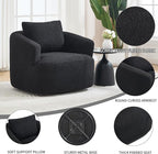 Swivel Accent Chair,360° Rotating Barrel Chair,Teddy Fleece High-Resilience Sponge Single Sofa, Easy Assembly for Living Room, Bedroom, Apartment Black