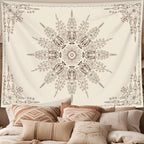 FORATER Floral Bohemian Tapestry, Flower Aesthetic Tapestry Indian Wall Hanging Boho Tapestries Mandala Room Decor for Bedroom Living Room Dorm (Flaxen, 61L x 53W)