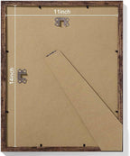 Vittanly 11x14 Picture Frames Set of 9, Shatter Resistant Plexiglass, Display 8x10 Pictures with Mat or 11x14 without Mat, Photo Frames for Wall or Tabletop, Engineered Wood, Brown