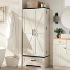 72" Farmhouse Kitchen Pantry Cabinet with Drawer, Tall Storage Cabinet with 2 Barn Doors and Shelves, Versatile Large Rustic Cupboard for Dining Room, Bathroom, Living Room, Laudry, White
