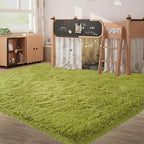 Area Rugs 6x9 Living Room: Green Fluffy Shag Carpet for Living Room-Fuzzy Furry Plush Soft Kids Girls Shaggy Bedside Indoor Floor Rug for Teen Dorm Home Decor Aesthetic (Lawn Green,6x9 Feet)
