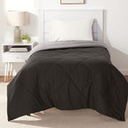 Amazon Basics Comforter Blanket Twin/Twin XL, Reversible Lightweight Microfiber All Season Blanket, Black/Grey