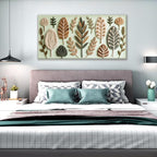 Boho Wall Art Chic Home Wall Art Modern Multicolor Painting Prints Leaves Feather Green Canvas Wall Art Decor For Living Room Bedroom Apartment Kitchen 24"W X 48"L Ready To Hanging