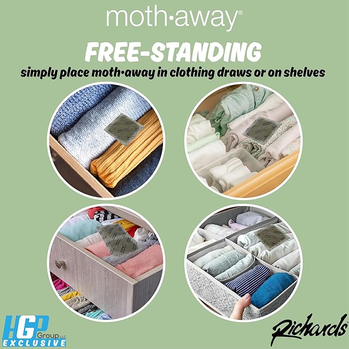 Richards Homewares Moth Away Sachets - 72 Pack (White) (6 Sets of 12 Sachets) - Fresh Mint Scent