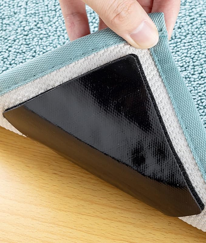 Audend Double Sided Rug Gripper, 12 Pack Non Skid Rug Pads, Rug Stickers on Wood Floor and Tile Floors, Black Carpet Gripper, Rug Gripper for Indoor, Outdoor, Home, Kitchen,Yoga Mat