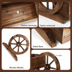 Wooden Wagon Planter Box, Garden Planter with Wheels,Decorative Planter for Flowers Herbs Vegetables for Indoor & Outdoor Décor, Flower Cart for Patio Garden Balcony