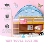 Pink Unicorn Twin Bed Tent for Kids Indoor Fort - Magical Dream Tents for Boys Pop Up Toddler Bed Canopy for Girls Bunk Bed Tent for Top Bunk - Sensory Sleep Pod for Kids Educational