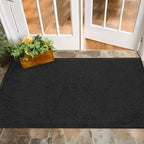 Mibao Dirt Trapper Door Mat for Indoor Outdoor, Waterproof All-Season, All-Weather Doormat, Heavy Duty Non-Slip Entrance Rug, Low Profile Absorbent Entrance Mat Carpet, 48" x 24", Black