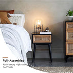 COZAYH Set of 2 Fully-Assembled Modern Farmhouse Clean-Lined Nightstand, End Table with 1 Drawer, Black