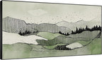 SIGNWIN 36"x60" Extra Large Framed Wall Art Green Line Art Mountain Landscape Illustration for Home Living Room Bedroom Decor (Frame Assembly Required)