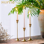 Candlestick Holders Taper Candle Holders, Set of 3 Candle Stick Holders Set, Brass Gold Candlestick Holder Set, Vintage Modern Decorative Centerpiece for Table Mantel Wedding Housewarming Gift