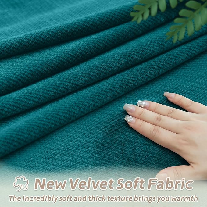 Arfntevss Sectional Recliner Couch Covers Velvet Washable Corner Sectional Sofa Cover for Reclining Couch Stretch Soft Thick L Shape Recliner Slipcover Set (5 Seat with 2 Console Cover, Teal Blue)