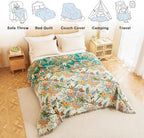 MSGKV Boho Throw Blanket for Couch Bed Chair 100% Cotton Muslin Breathable Vine Embroidery Blanket 50"x60" Sofa Blankets for All Seasons Lightweight Farmhouse Blankets Boho Home Decor