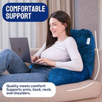 ComfortSpa Reading Pillow for Bed Adult Size, Back Rest Pillow with Arms, Pockets and Washable Cover; Use as a Back Pillow for Sitting in Bed for Bedrest or Relief from GERD Heartburn (XL Navy Blue)