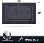 PURRUGS Dirt Trapping Door Mat 20" x 32", Non-Slip/Skid Machine Washable Entryway Rug, Shoes Scraper, Area Rug, Super Absorbent Welcome Mat for Muddy Wet Shoes and Paws, Bluish Grey & Charcoal