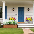 16 Bundles Artificial Flowers for Outdoor Spring Summer Decoration,Realistic Fake Silk Flowers Colorful Morning Glory UV Resistant Faux Plants for Front Door Porch Patio Planter Yard (Multi-Color)