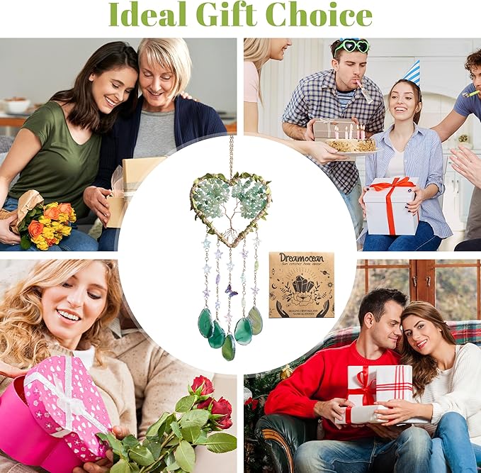 Tree of Life Dream Catchers, Dreamocean Crystal Sun Catchers Prism Hanging Heart Rainbow Suncatcher Window Wall Hangings Outdoor Garden Decor for Adults Girls